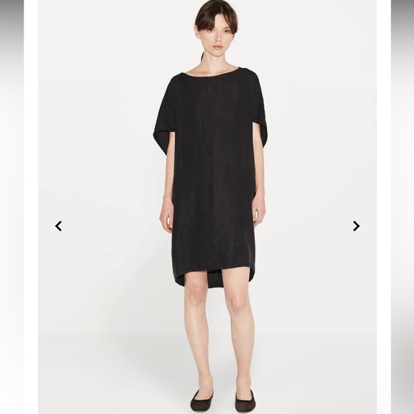 EUC 🌟 Geometric Dress Black Crane 100% linen pockets medium black M GORGEOUS - Picture 3 of 16